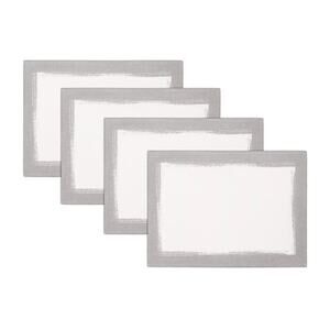 Villeroy Boch Modern Metallic Brushstroke Linen Placemats Silver 4 Pack Set New